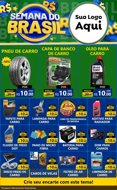 Modelo de Encarte para Encarte Grande com o tema Semana Do Brasil para Auto peças