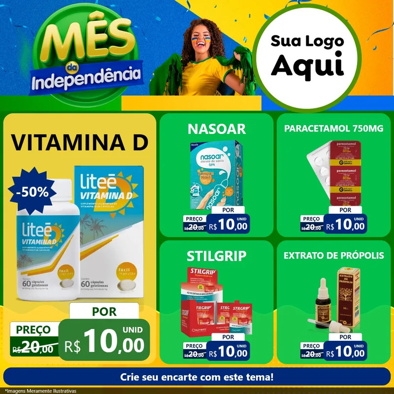 Modelo de Rede Social para Feed Facebook com o tema Mês da Independência para Farmácia