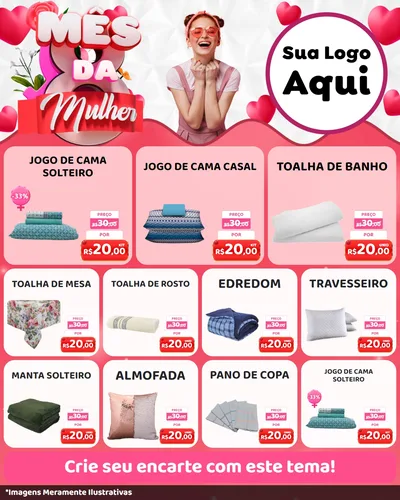 Modelo de Rede Social para Feed Instagram com o tema Mês da Mulher para Cama, Mesa e Banho
