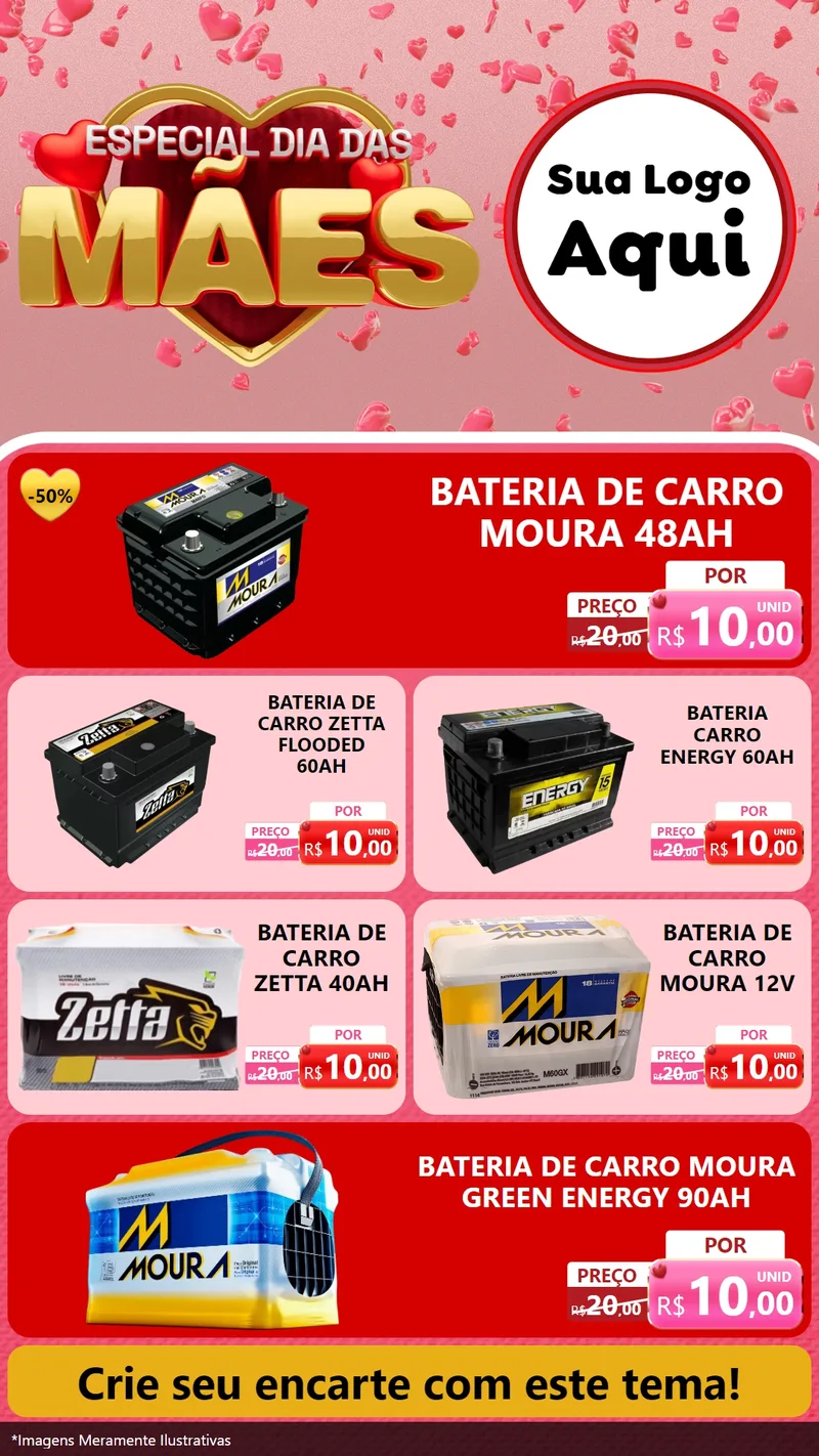 Modelo de TV para TV Vertical com o tema Especial Dia Das Mães para Baterias Elétricas