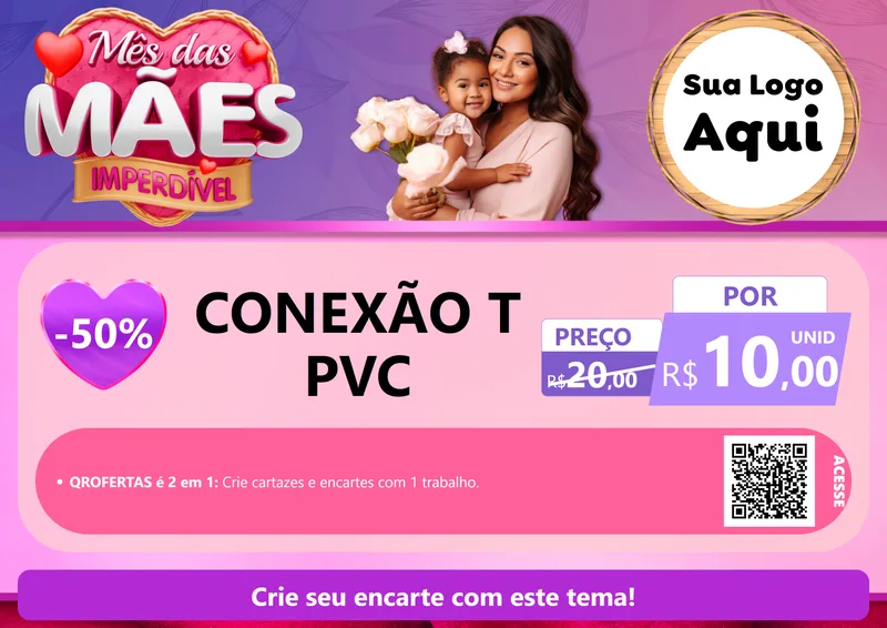 Modelo de Cartaz para Cartaz A4 Horizontal com o tema Mês das Mães Imperdível para Tubos e conexões