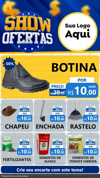 Modelo de Rede Social para Stories com o tema Show de Ofertas para Agropecuária