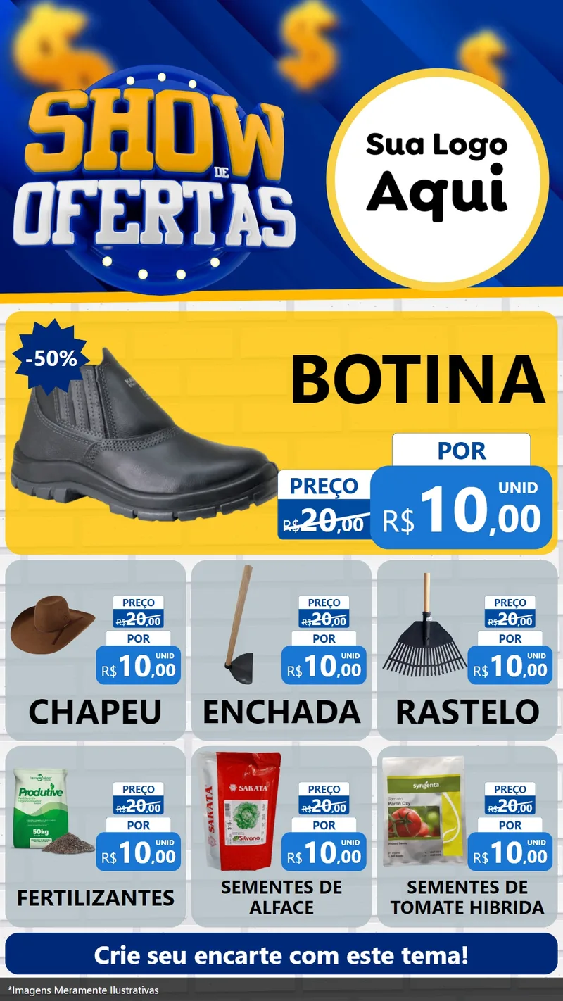 Modelo de Rede Social para Stories com o tema Show de Ofertas para Agropecuária