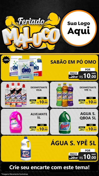 Modelo de TV para TV Vertical com o tema Feriado Maluco para Produtos de Limpeza