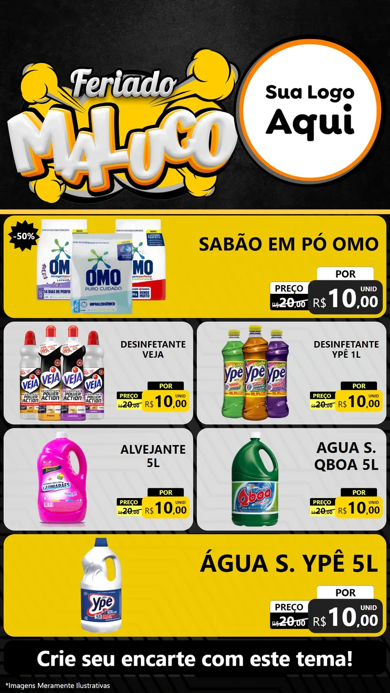 Modelo de TV para TV Vertical com o tema Feriado Maluco para Produtos de Limpeza