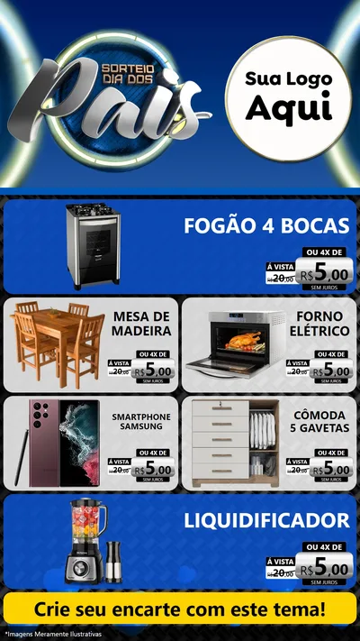 Modelo de TV para TV Vertical com o tema Sorteio Dia Dos Pais para Móveis e Eletro