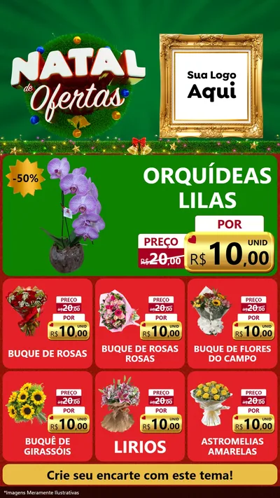 Modelo de Rede Social para Stories com o tema Natal de Ofertas para Floricultura e jardim