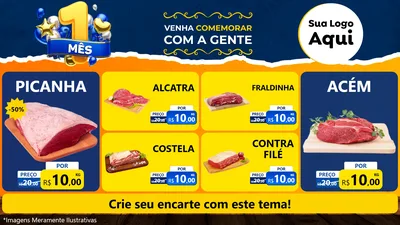 Modelo de TV para TV Horizontal com o tema Um Mês de Aniversário para Açougue