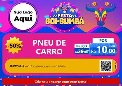 Modelo de Cartaz para Cartaz A4 Horizontal com o tema Festa Boi-Bumbá para Auto peças
