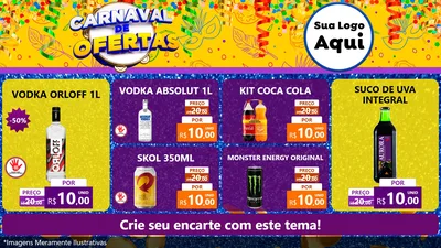 Modelo de TV para TV Horizontal com o tema Carnaval de Ofertas para Distribuidora de bebidas