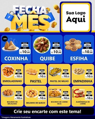 Modelo de Rede Social para Feed Instagram com o tema Fecha Mês para Salgadaria