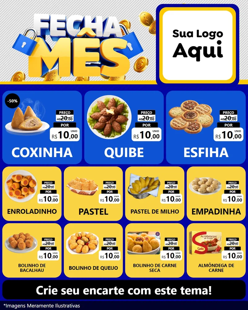 Modelo de Rede Social para Feed Instagram com o tema Fecha Mês para Salgadaria