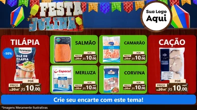 Modelo de TV para TV Horizontal com o tema Festa Julina para Peixaria