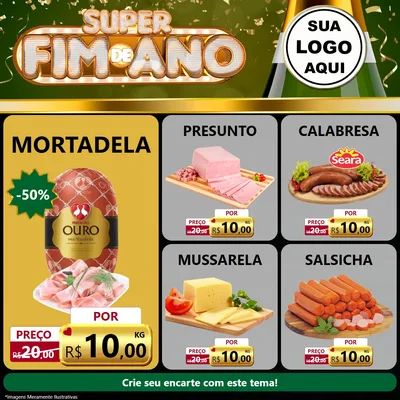 Modelo de Rede Social para Feed Facebook com o tema Super Fim de Ano para Frios e Laticínios
