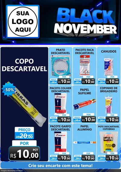 Modelo de Encarte para Encarte A4 Vertical com o tema Black November para Embalagens