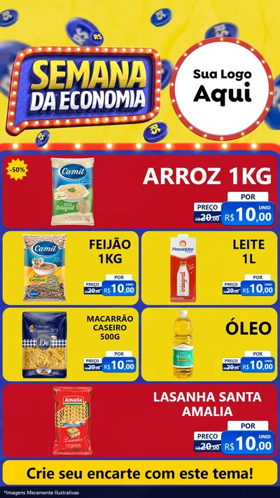 Modelo de TV para TV Vertical com o tema Semana da Economia para Supermercado