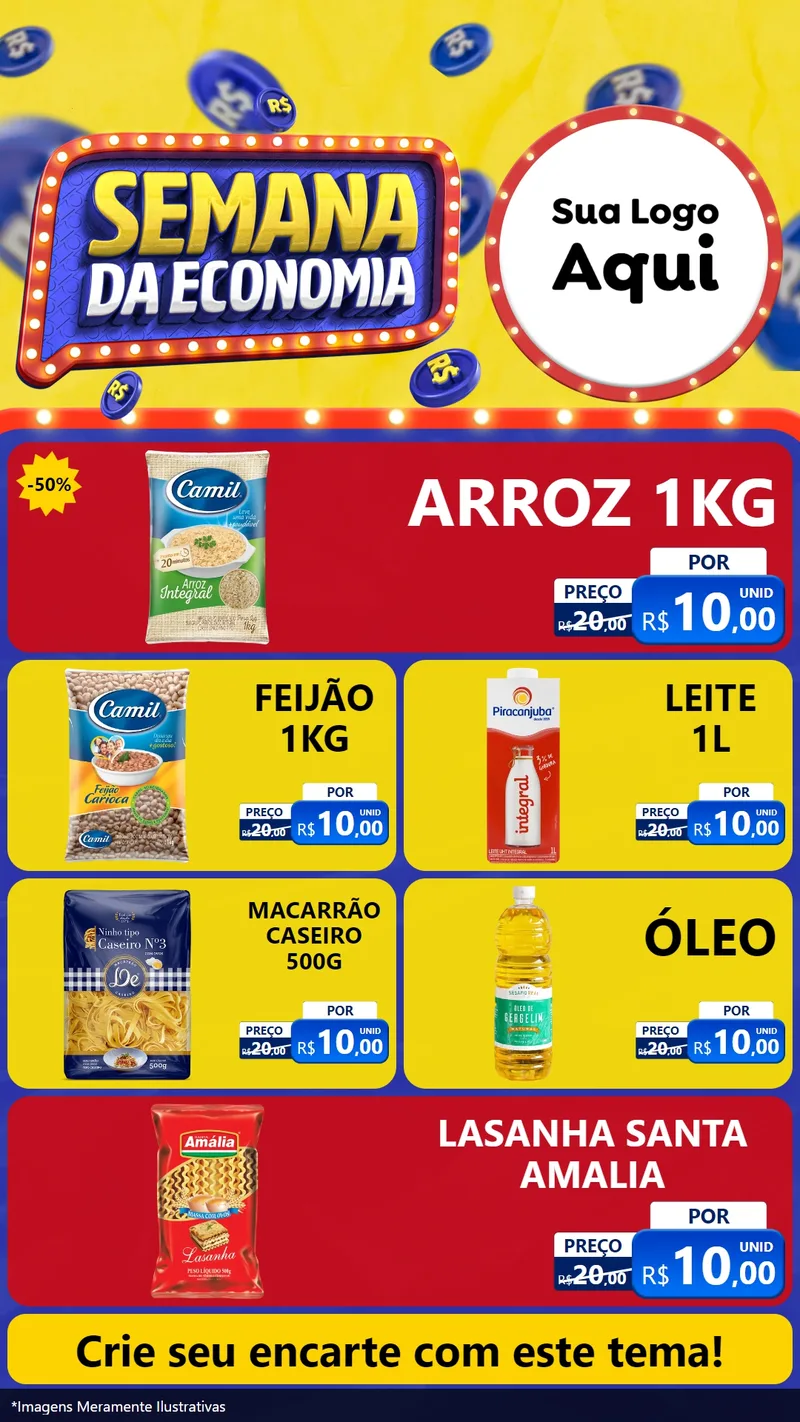 Modelo de TV para TV Vertical com o tema Semana da Economia para Supermercado
