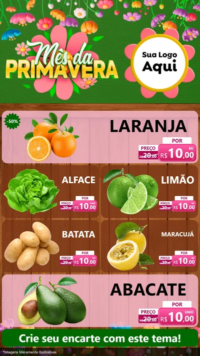 Modelo de TV para TV Vertical com o tema Mês da Primavera para Hortifrúti