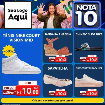 Modelo de Rede Social para Feed Facebook com o tema Nota 10 para Calçados