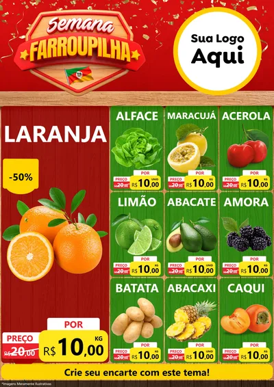 Modelo de Encarte para Encarte A4 Vertical com o tema Semana Farroupilha para Hortifrúti