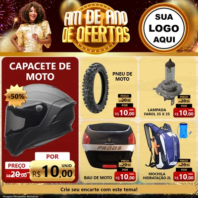 Modelo de Rede Social para Feed Facebook com o tema Fim de Ano de Ofertas para Moto peças