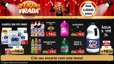 Modelo de TV para TV Horizontal com o tema Ofertas da Virada para Produtos de Limpeza