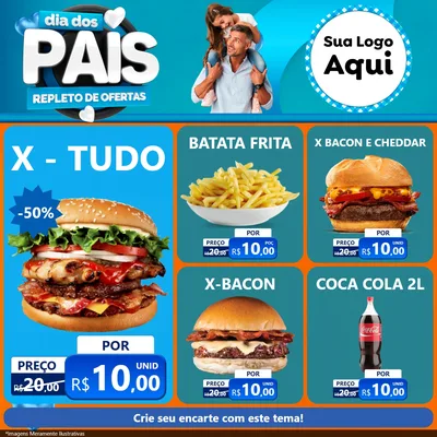 Modelo de Rede Social para Feed Facebook com o tema Dia Dos Pais Repleto de Ofertas para Hamburgueria