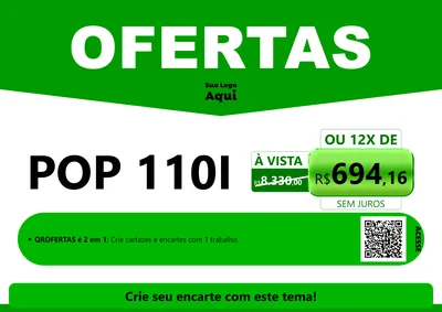 Modelo de Cartaz para Cartaz A4 Horizontal com o tema Ofertas Verde Cartaz para Concessionaria de Motos