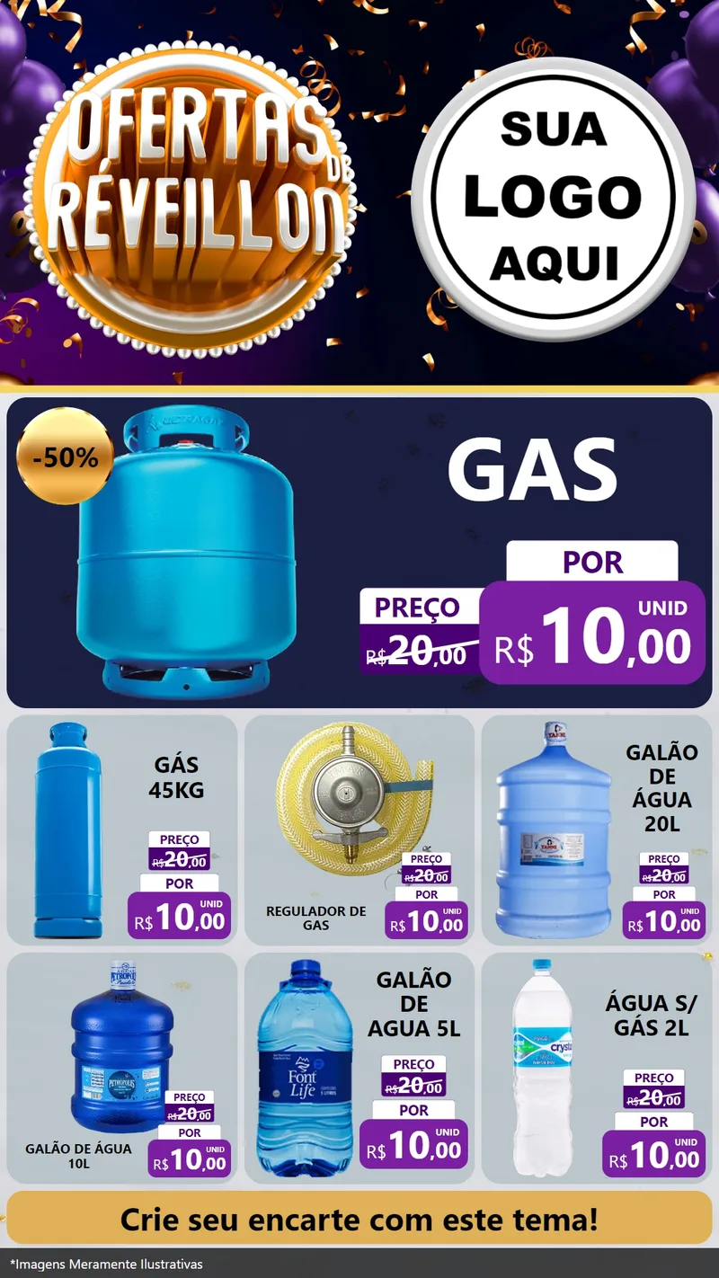 Modelo de Rede Social para Stories com o tema Ofertas de Réveillon para Água e gás