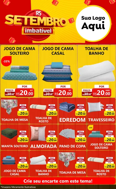 Modelo de Encarte para Encarte Grande com o tema Setembro Imbatível para Cama, Mesa e Banho