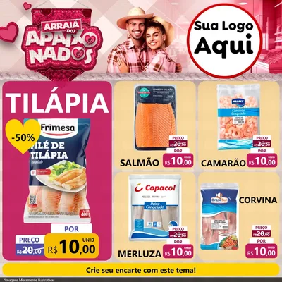 Modelo de Rede Social para Feed Facebook com o tema Arraiá dos Apaixonados - Junina para Peixaria