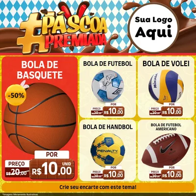 Modelo de Rede Social para Feed Facebook com o tema Páscoa Premiada para Artigos Esportivos