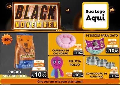 Modelo de Encarte para Encarte A4 Horizontal com o tema Black November para Pet Shop