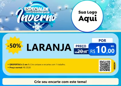 Modelo de Cartaz para Cartaz A4 Horizontal com o tema Especial de Inverno para Hortifrúti