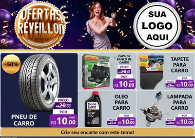 Modelo de Encarte para Encarte A4 Horizontal com o tema Ofertas de Réveillon para Auto peças