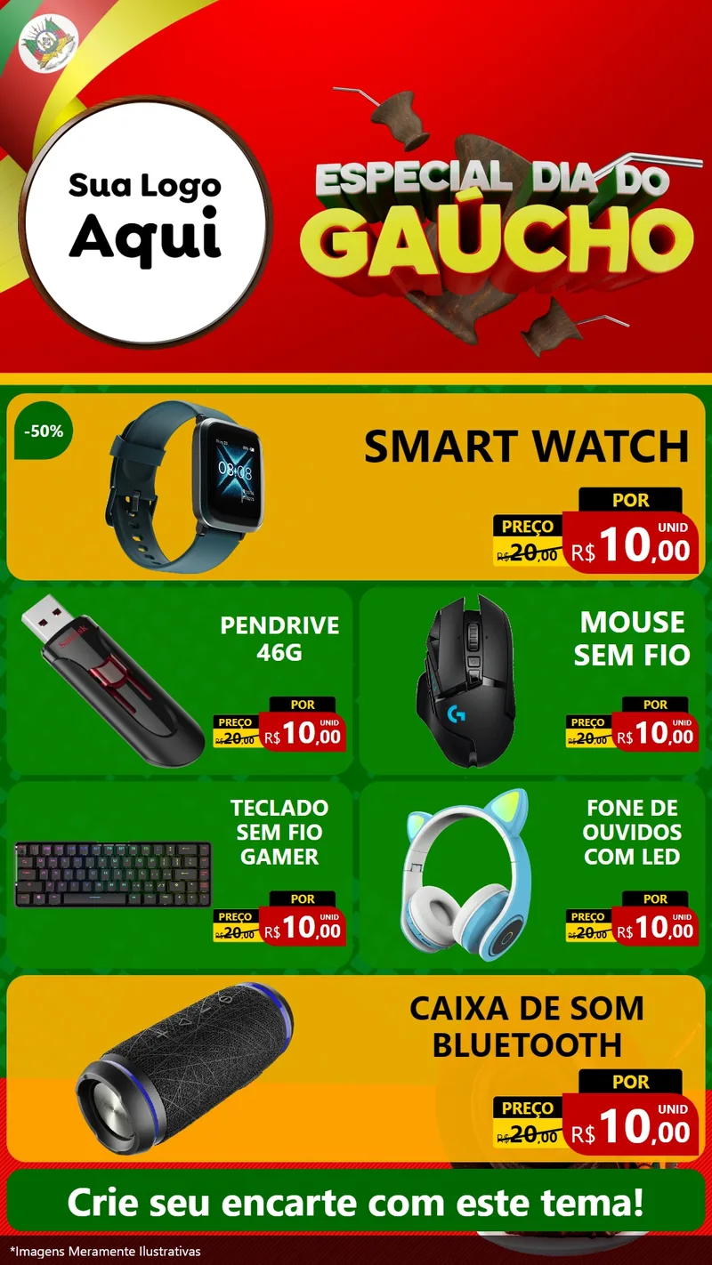 Modelo de TV para TV Vertical com o tema Especial Dia do Gaúcho para Informática