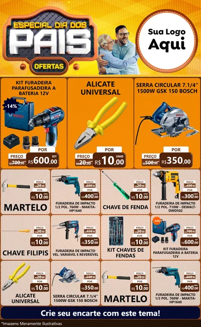Modelo de Encarte para Encarte Grande com o tema Especial Dia dos Pais para Maquinas e Ferramentas