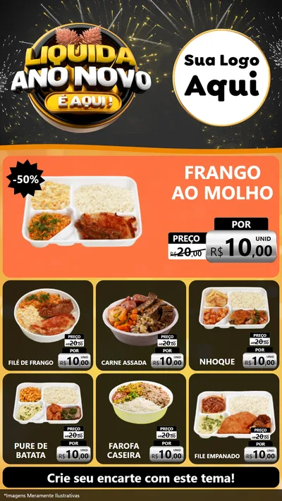Modelo de Rede Social para Stories com o tema Liquida Ano Novo É Aqui! para Restaurante