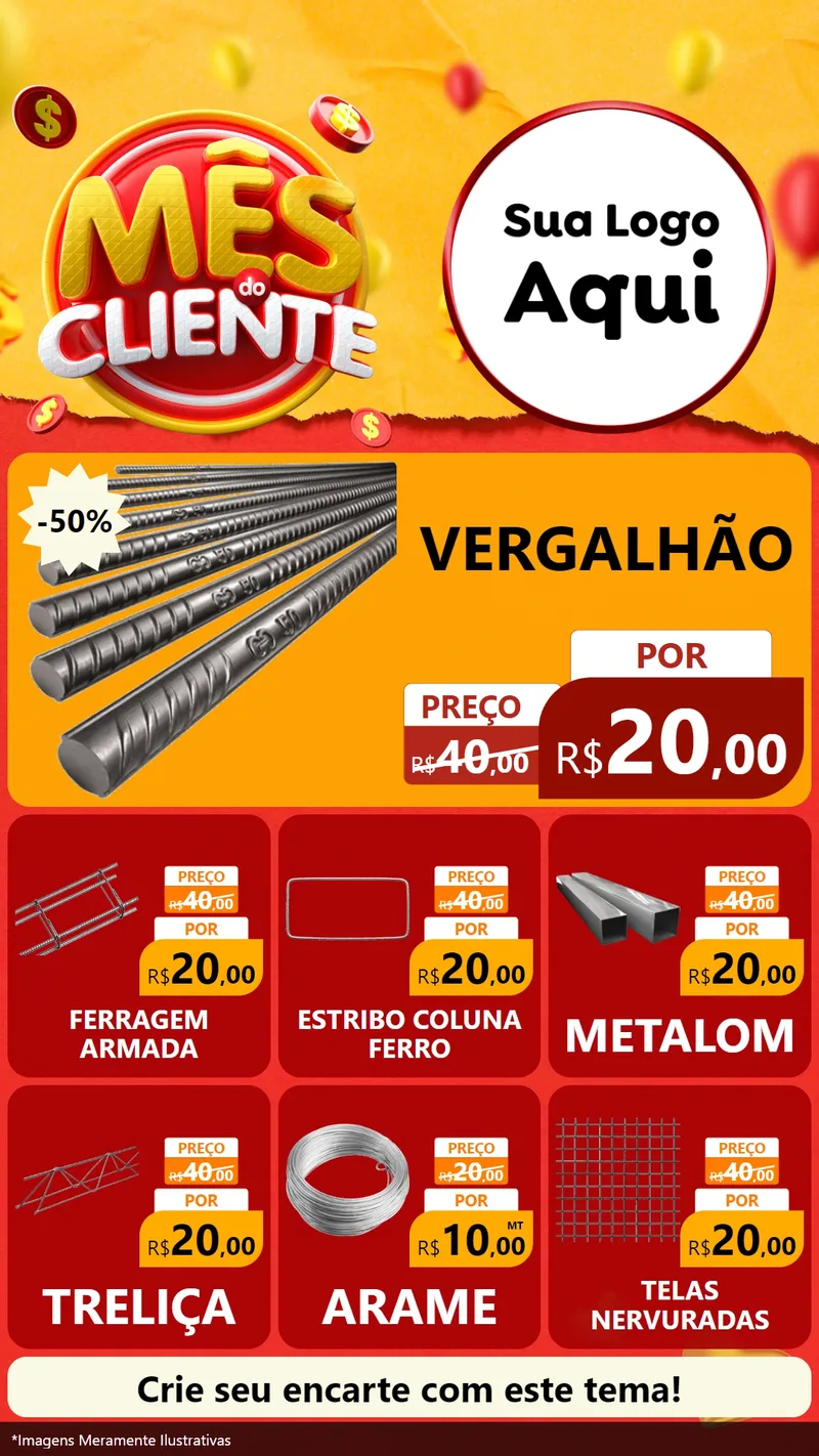 Modelo de Rede Social para Stories com o tema Mês do Cliente para Ferragens