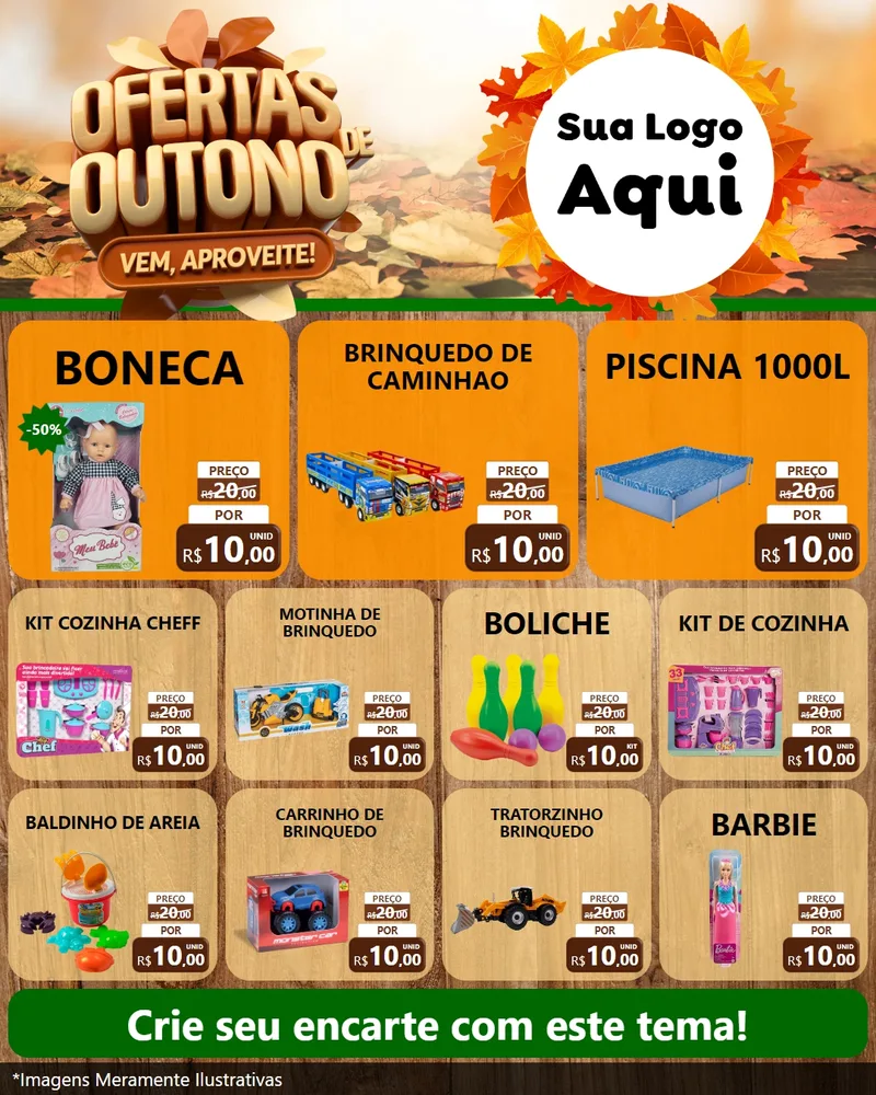 Modelo de Rede Social para Feed Instagram com o tema Ofertas de Outono - Vem, Aproveite! para Brinquedos