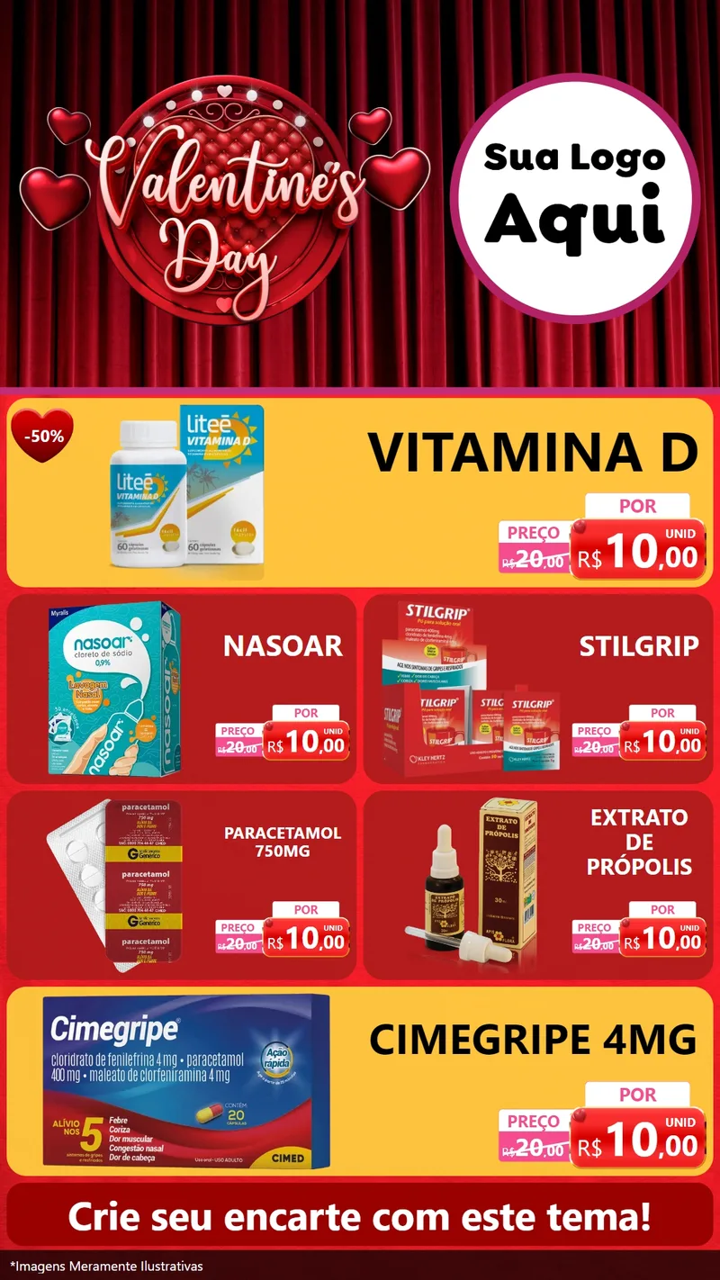 Modelo de TV para TV Vertical com o tema Valentine's Day para Farmácia