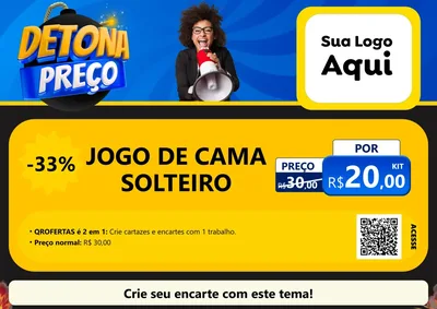 Modelo de Cartaz para Cartaz A4 Horizontal com o tema Detona Preços para Cama, Mesa e Banho