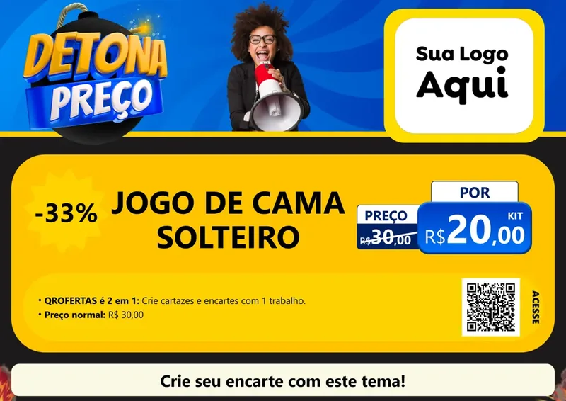Modelo de Cartaz para Cartaz A4 Horizontal com o tema Detona Preços para Cama, Mesa e Banho
