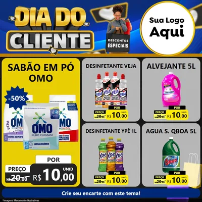 Modelo de Rede Social para Feed Facebook com o tema Dia Do Cliente para Produtos de Limpeza
