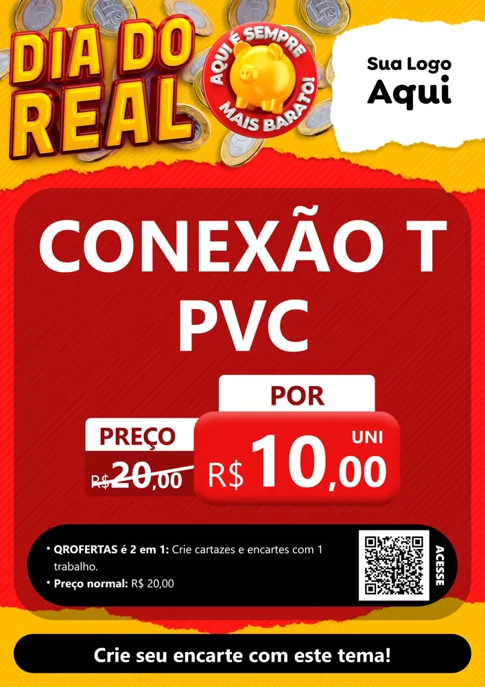 Modelo de Cartaz para Cartaz A4 Vertical com o tema Dia Do Real para Tubos e conexões
