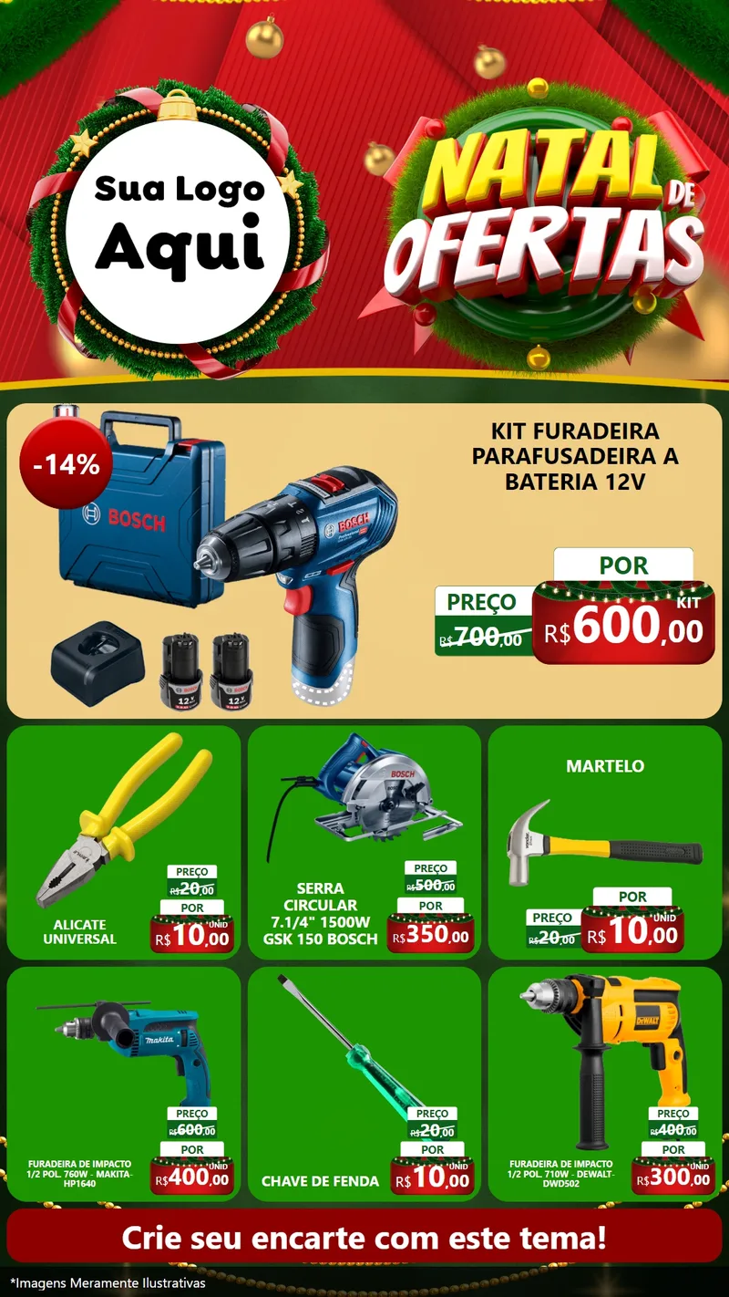 Modelo de Rede Social para Stories com o tema Natal de Ofertas para Maquinas e Ferramentas