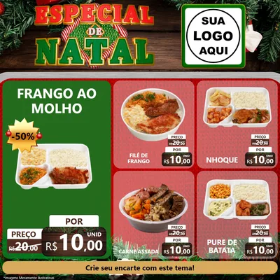 Modelo de Rede Social para Feed Facebook com o tema Especial de Natal para Restaurante