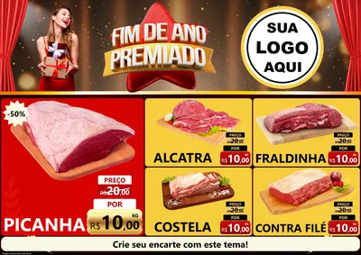 Modelo de Encarte para Encarte A4 Horizontal com o tema Fim de Ano Premiado para Açougue