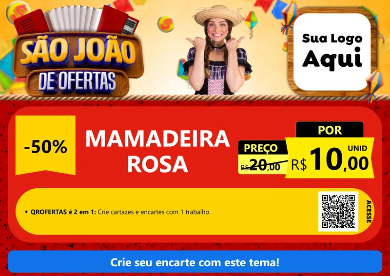 Modelo de Cartaz para Cartaz A4 Horizontal com o tema São João de Ofertas para Bebês