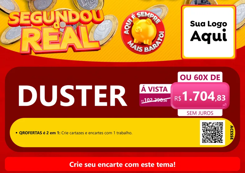 Modelo de Cartaz para Cartaz A4 Horizontal com o tema Segundou do Real para Concessionaria de Carros